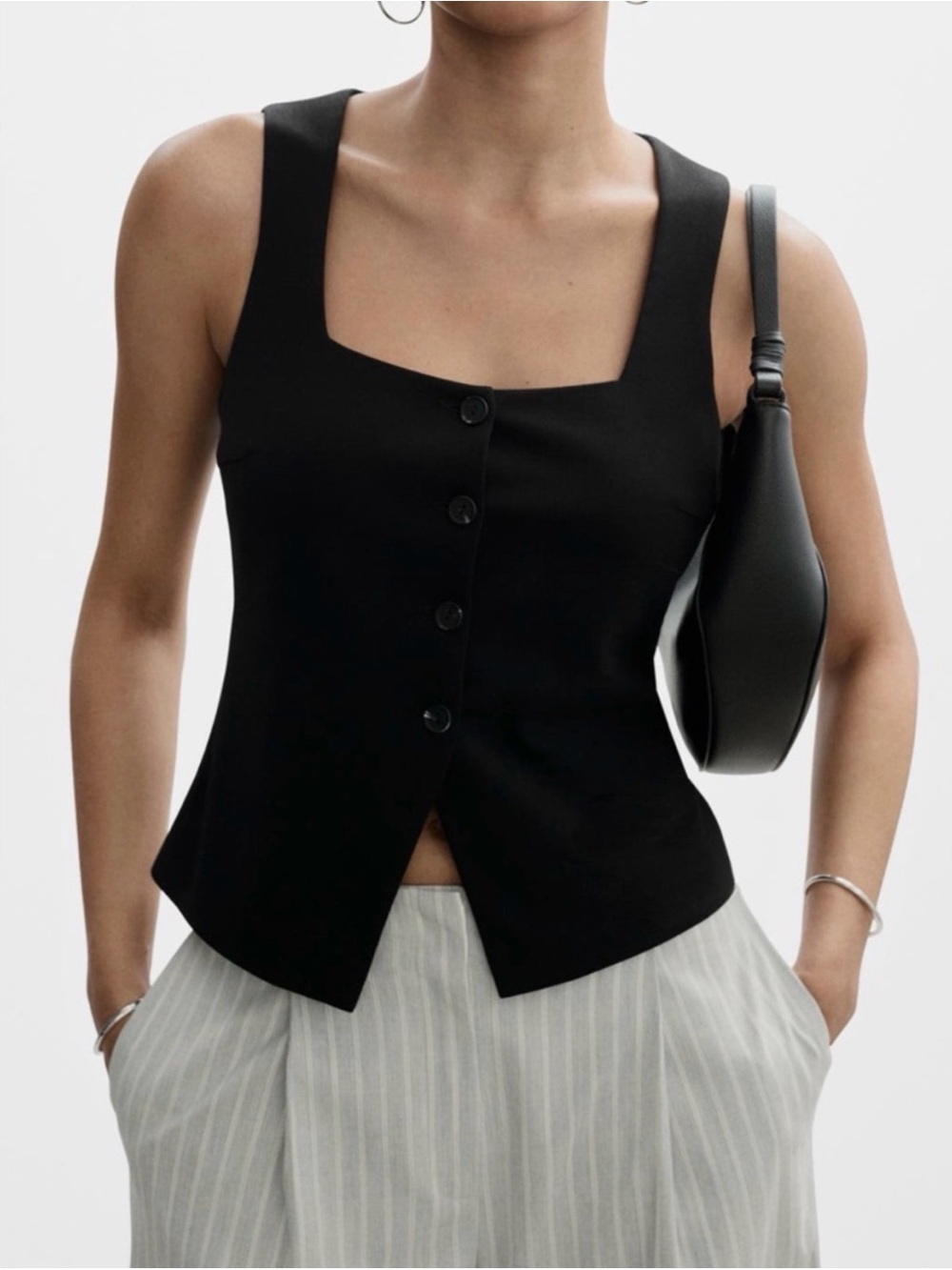 Mango Black Button-Down
Square Neck Tank Top
